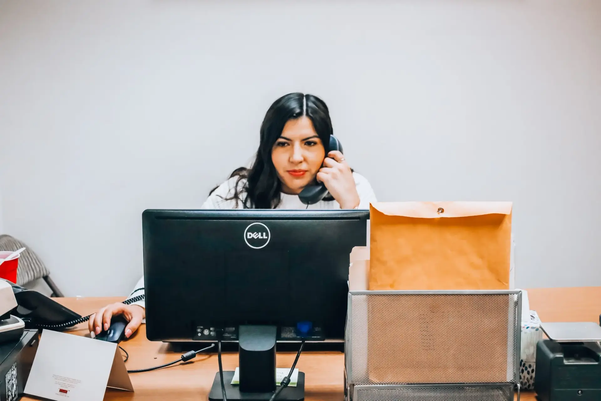 Emergency plumbing support representative answering customer call